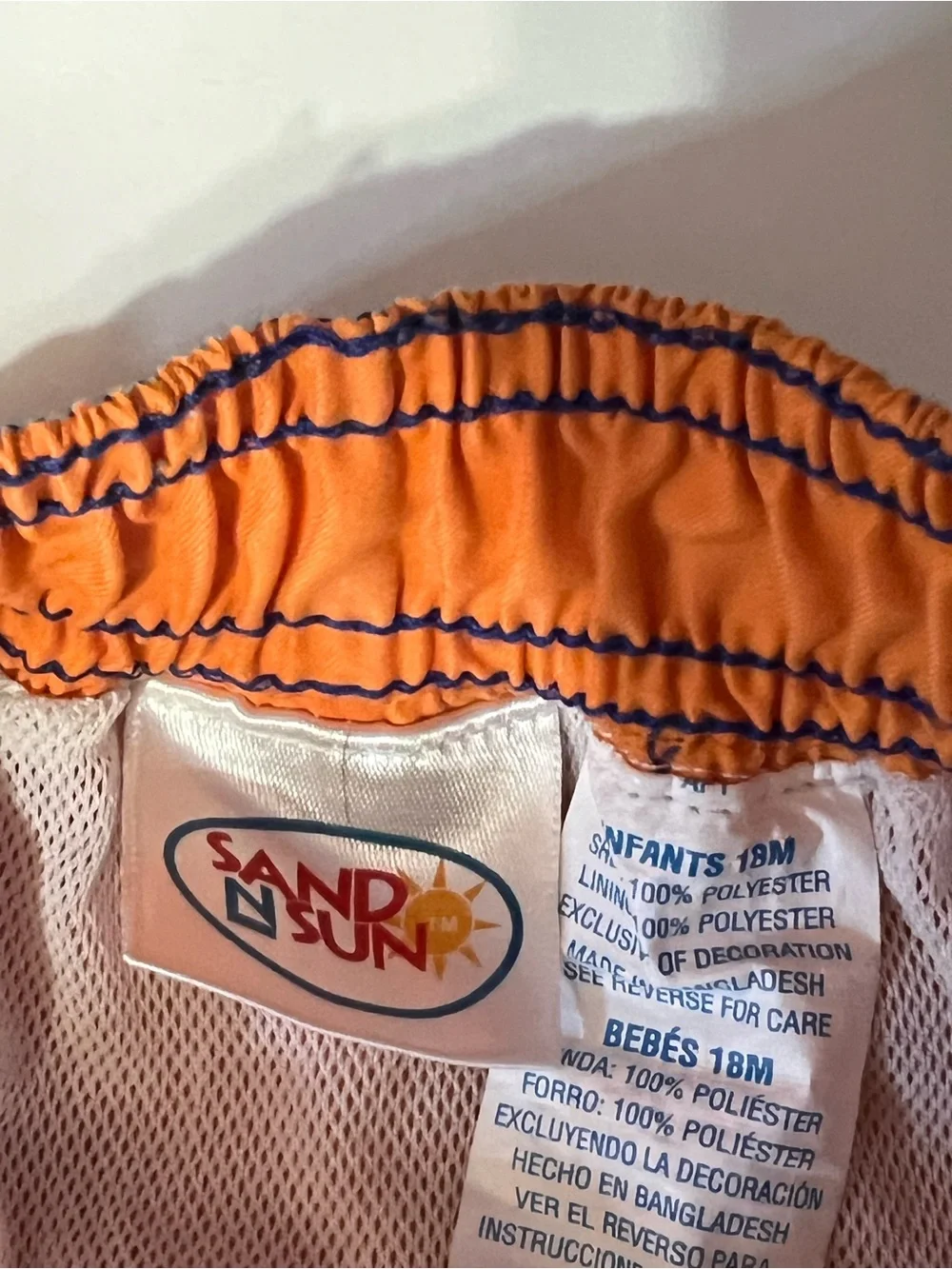 Boys Orange Floral Surfboard Swim Trunks with Drawstring